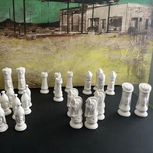 Ceramic Bisque UNPAINTED White Chess Set